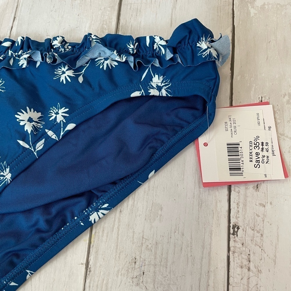 Kate Spade women’s Macaw Blue L Bikini Bottom Cruze blue white team boho floral - Picture 4 of 7